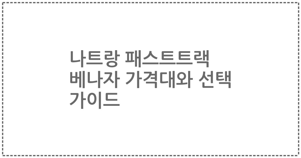 나트랑 패스트트랙 베나자 가격대와 선택 가이드