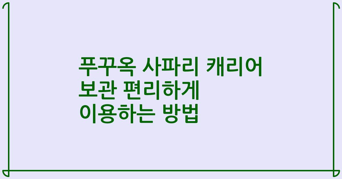 푸꾸옥 사파리 캐리어 보관 편리하게 이용하는 방법