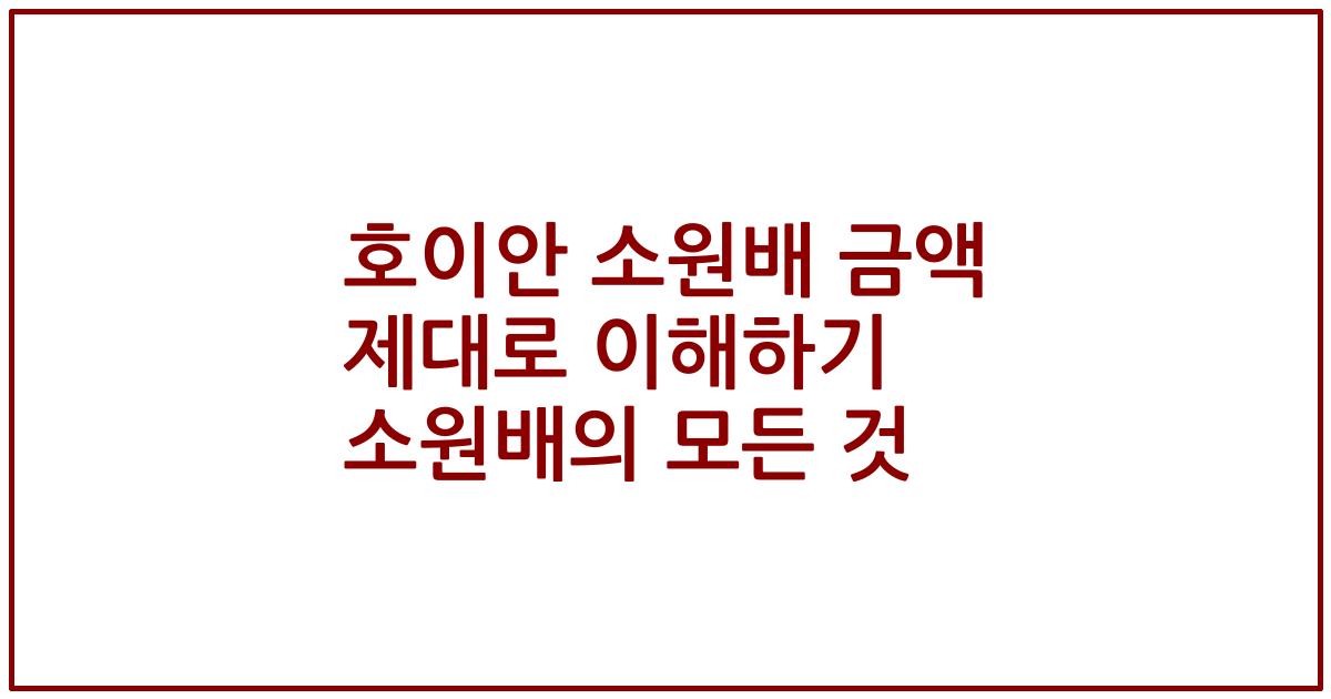 호이안 소원배 금액 제대로 이해하기 소원배의 모든 것